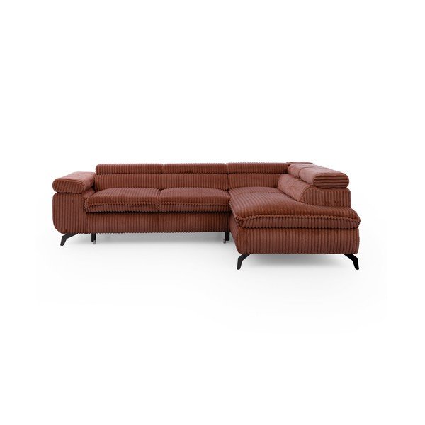 Terakotas oranžs velveta stūra dīvāns (ar labo stūri/L veida) Marbeya  – Ropez