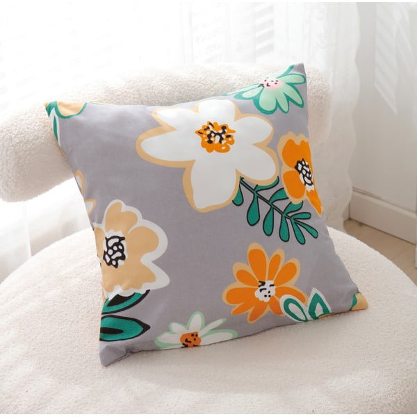 Oranža/pelēka vienvietīga gultas veļa no mikrosatīna 140x200 cm Grace – My House-image-2