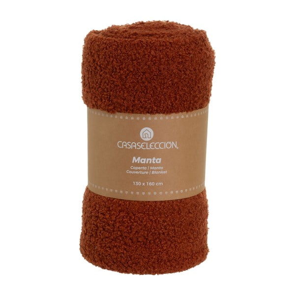 Ķieģeļu sarkans pleds no Sherpa flīsa 130x160 cm Sherpa Bouclé – Casa Selección-image-4