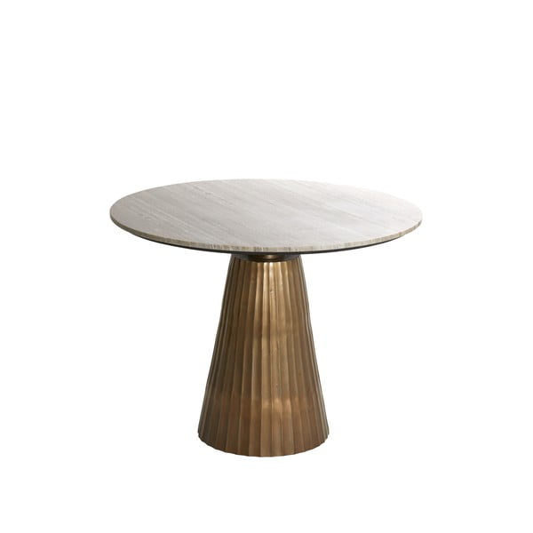 Bronzas krāsas/dabīga toņa apaļš ēdamgalds ar marmora imitācijas galda virsmu ø 100 cm Rianne – Light & Living-image-2