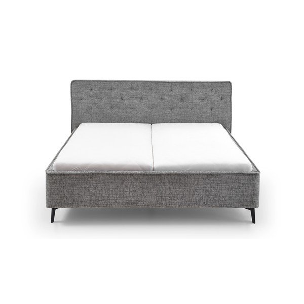 Pelēka polsterēta divvietīga gulta bez režģa 140x200 cm Alicante – Meise Möbel-image-2