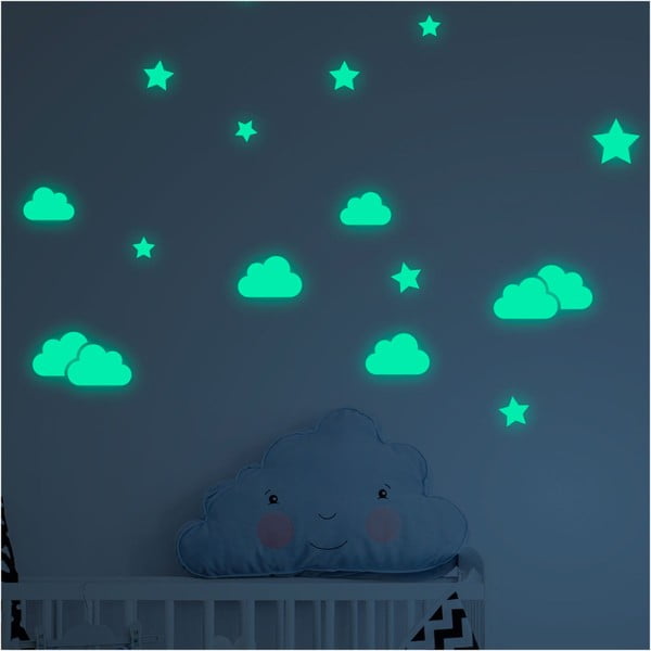 Sienas spīdošu uzlīmju komplekts bērniem Ambiance Clouds and Stars
