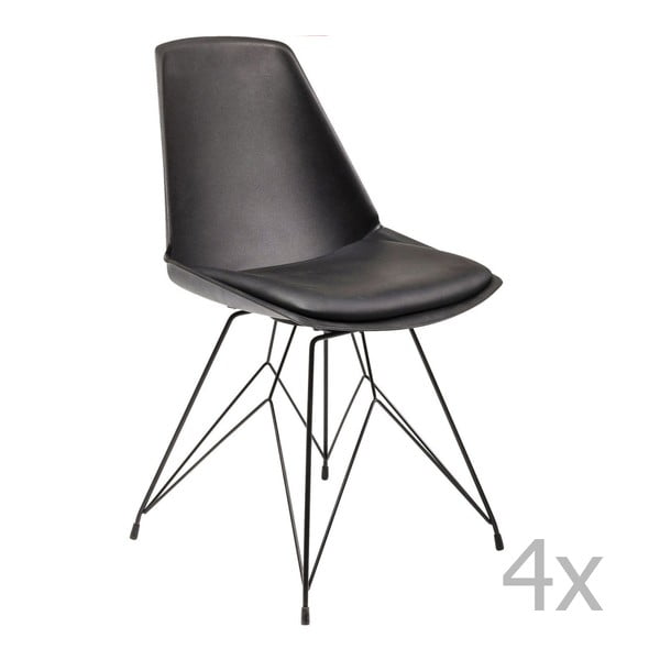 4 melnu krēslu komplekts Kare Design Wire Black
