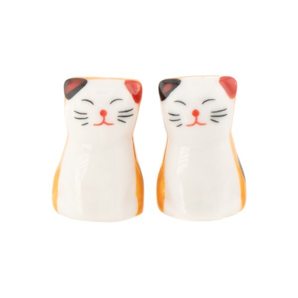 Balts/oranžs porcelāna irbulīšu statīvs (2 gab.) 5 personām Cat – Sass & Belle-image-2