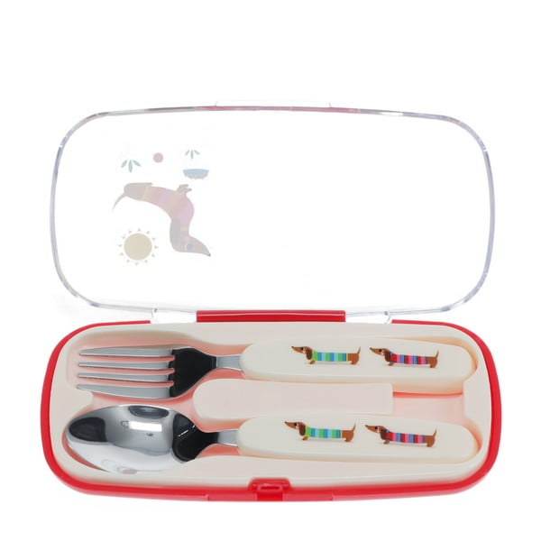 Nerūsējošā tērauda bērnu galda piederumi (2 gab.) Sausage Dog – Rex London-image-2