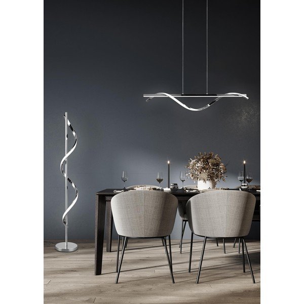 Spīdīgas sudraba krāsas LED stāvlampa ar regulējamu spilgtumu (augstums 120 cm) Isabel – Reality-image-1