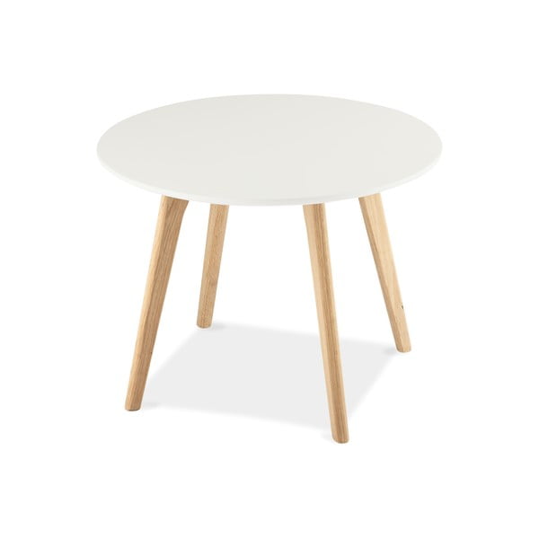Balts kafijas galdiņš ar ozolkoka kājām Furnhouse Life, Ø 60 cm