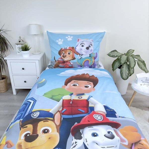 Zila vienguļamā kokvilnas bērnu gultas veļa 140x200 cm Paw Patrol – Jerry Fabrics-image-3