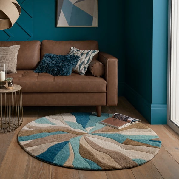 Tirkīza zils apaļš paklājs ø 133 cm Zest Infinite – Flair Rugs-image-1