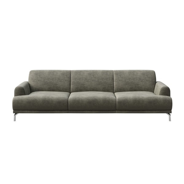 Pelēks mākslīgās ādas dīvāns MESONICA Puzo, 240 cm