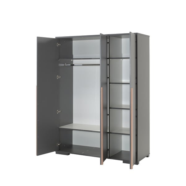 Tumši pelēks bērnu drēbju skapis 146x195 cm London – Vipack-image-2