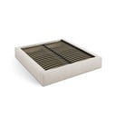 Krēmkrāsas polsterēta divvietīga gulta ar veļas kasti un redelēm 140x200 cm Simon – Micadoni 