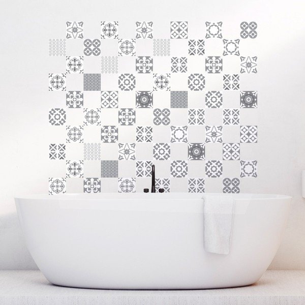 60 sienas uzlīmju komplekts Ambiance Wall Decal Tiles Artistic Shade of Grey, 20 x 20 cm-image-3