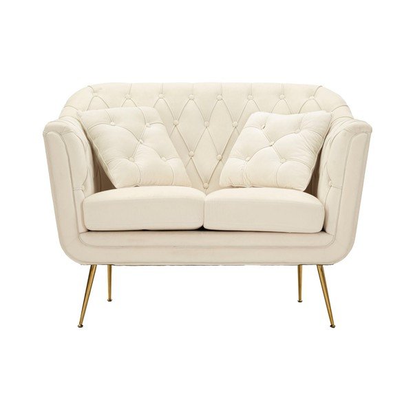 Krēmkrāsas samta dīvāns 130 cm Budapest – Mauro Ferretti