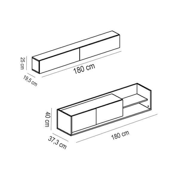 Balts/dabīga toņa TV plauktu komplekts no eksotiska koka imitācijas 180x40 cm Kale – Kalune Design-image-3