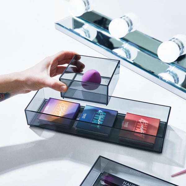 Matēti melni vannas istabas organizatori kosmētikai no pārstrādātas plastmasas (3 gab.) Stack & Slide – iDesign-image-1