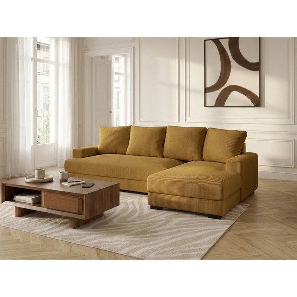 Dzeltens velveta salokāms/ar uzglabāšanas vietu stūra dīvāns (ar labo stūri/ar zvilni) Campi – Bobochic Paris-image-2