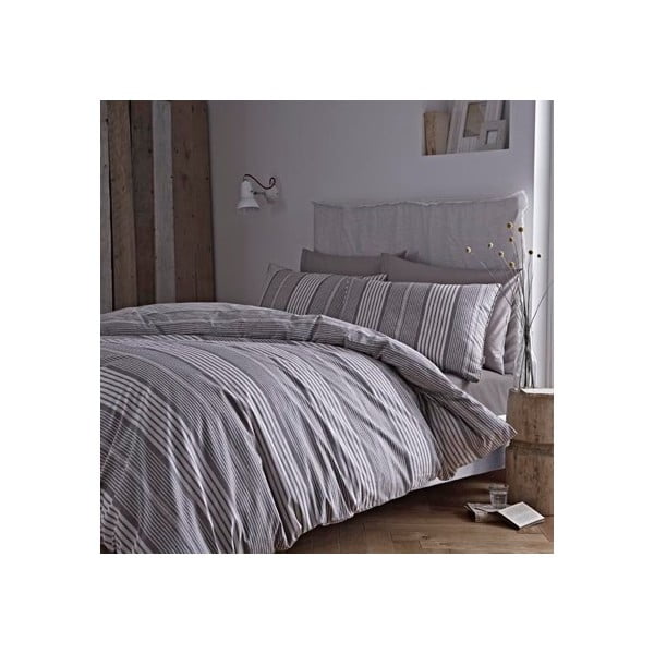 Pelēka gultasveļa Bianca Stripe Cotton, 260 x 220 cm