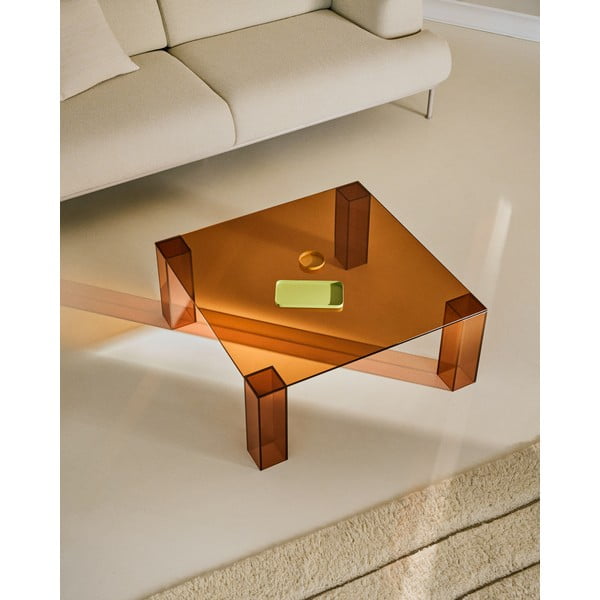 Brūns stikla žurnālgaldiņš 85x85 cm Adularia – Kave Home-image-1