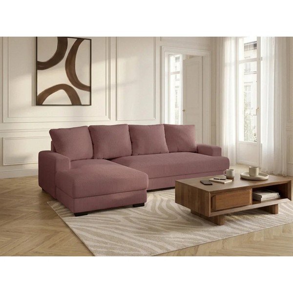 Rozā velveta salokāms/ar uzglabāšanas vietu stūra dīvāns (ar kreiso stūri/ar zvilni) Campi – Bobochic Paris-image-3