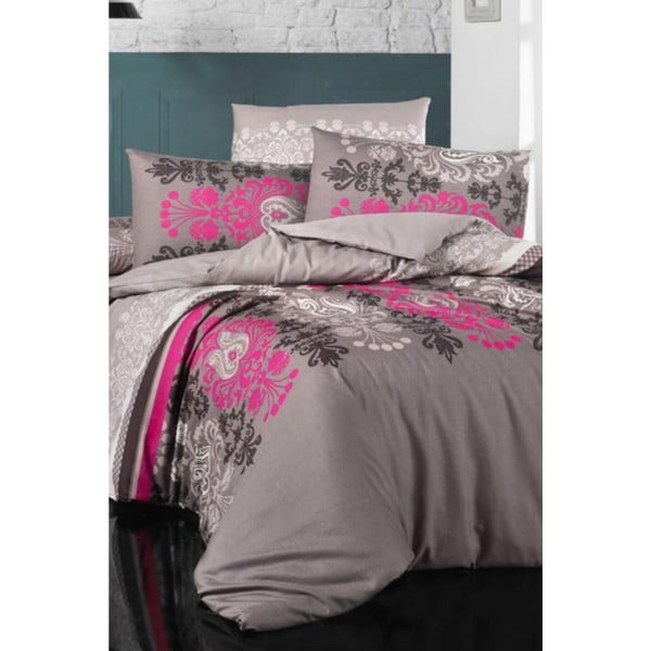 Rozā/pelēka gultas veļa vienvietīgai gultai Diana – Mila Home