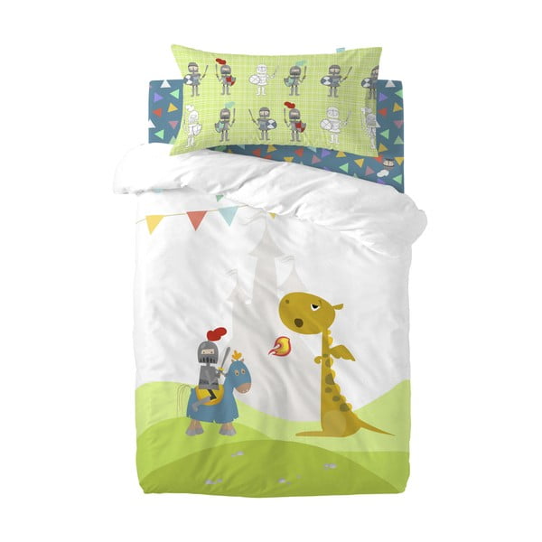 Zils kokvilnas palags ar gumiju bērniem Mr. Fox Knight, 70 x 140 cm-image-2