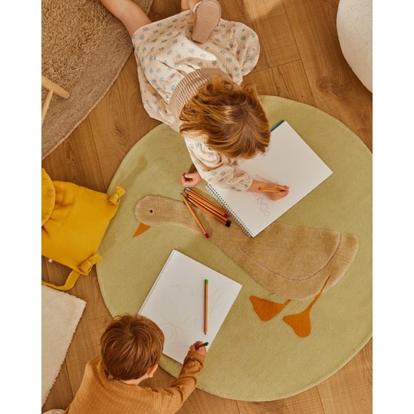 Gaiši dzeltens kokvilnas bērnu paklājs ø100 cm Milu – Kave Home-image-1