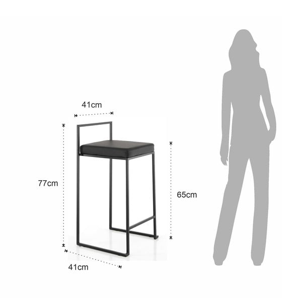 Melni mākslīgās ādas bāra krēsli (2 gab.) (sēdekļa augstums 65 cm) Dodo – Tomasucci-image-4