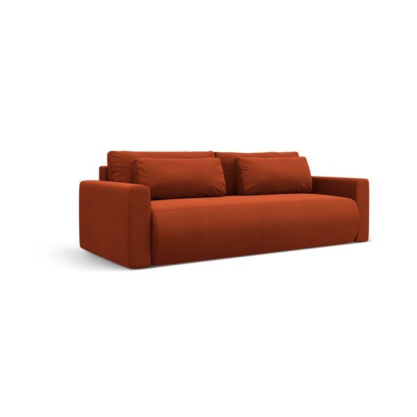 Ķieģeļu sarkans samta salokāms dīvāns ar uzglabāšanas vietu 238 cm Belfast – Cosmopolitan Design-image-1