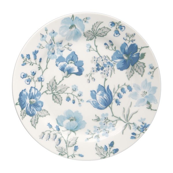 Balts keramikas šķīvis ar ziedu detaļām Green Gate Donna, ø 20,5 cm
