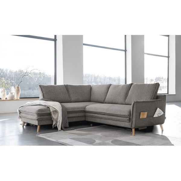 Pelēks salokāms stūra dīvāns (ar kreiso stūri) Charming Charlie – Miuform-image-3