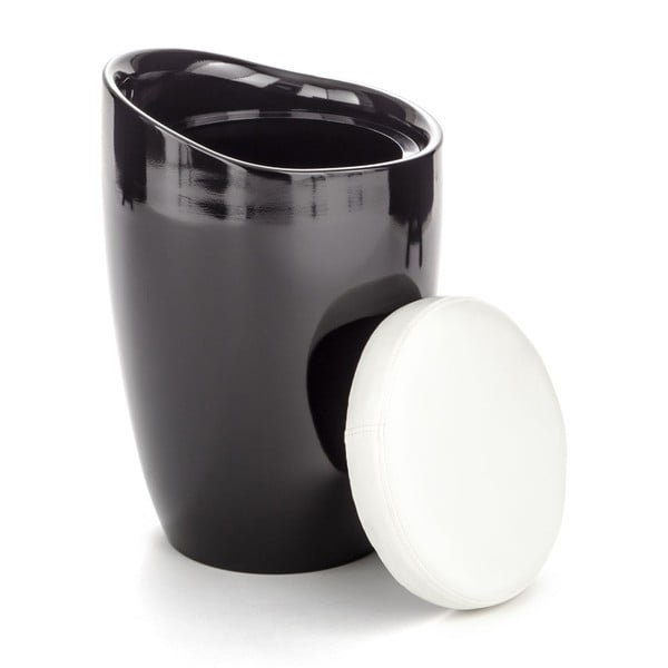 Melna un balta taburete ar uzglabāšanas vietu Tomasucci Spilvens-image-1