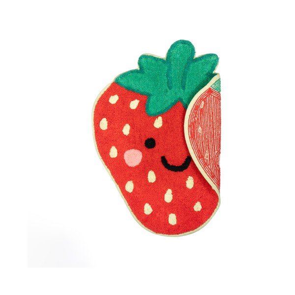 Sarkans kokvilnas bērnu paklājs 60x52 cm Strawberry – Sass & Belle-image-1