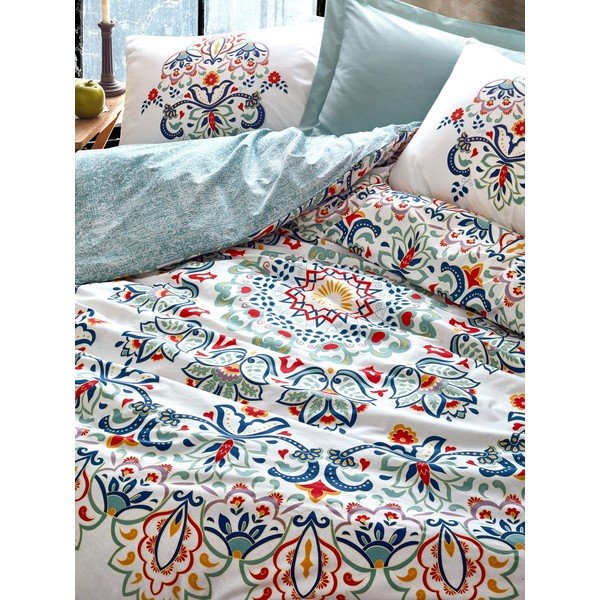 Kokvilnas gultasveļa ar palagu Kokvilna Box Sezan, 200 x 220 cm-image-1