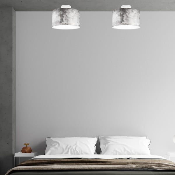 Pelēka griestu lampa ar auduma abažūru ø 35 cm Print – LAMKUR-image-2