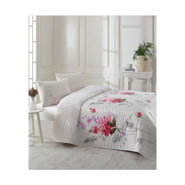 Viegls gultas pārklājs ar spilvendrānām Sumbul Pink, 200 x 220 cm