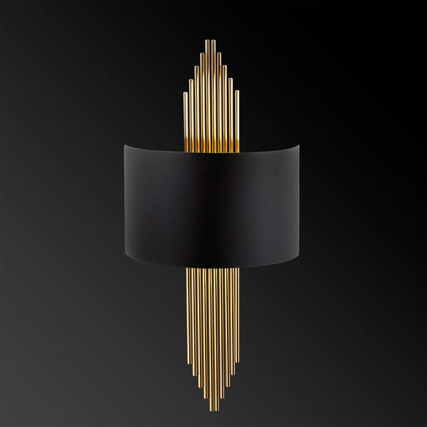 Melna/zelta krāsas sienas lampa Rayi – Opviq lights-image-3