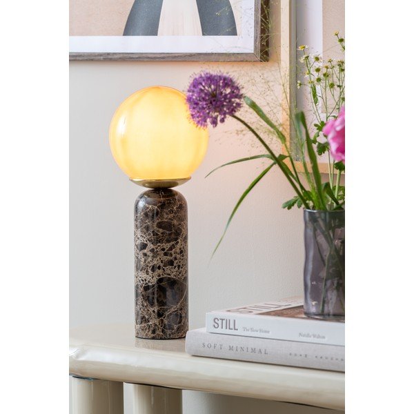 Tumši brūna marmora galda lampa (augstums 38 cm) Lazio Sphere – Leitmotiv-image-1