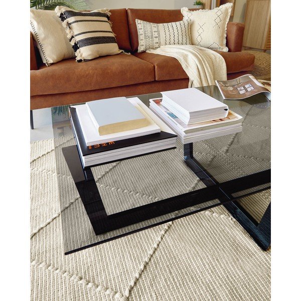 Melns žurnālgaldiņš ar stikla galda virsmu 70x120 cm Plam – Kave Home-image-3