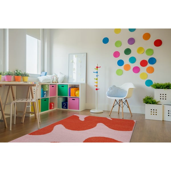 Sarkans/rozā bērnu paklājs 120x170 cm Hugsy Coral – FD-image-1