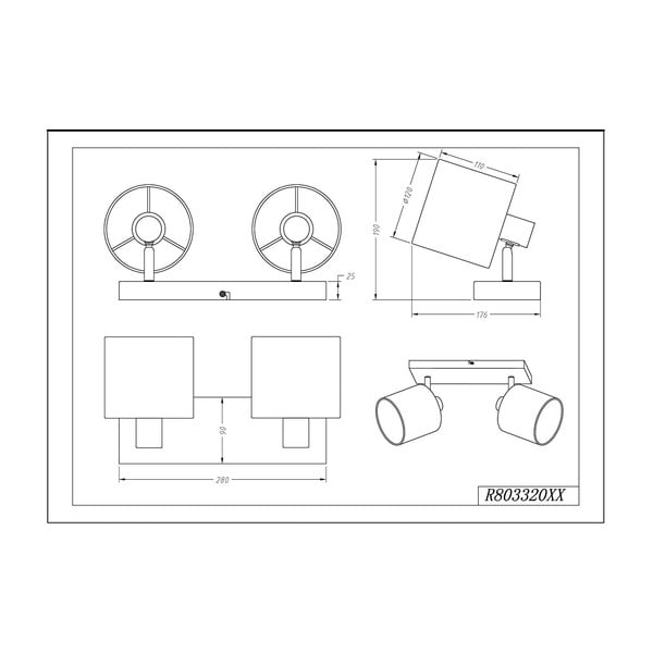 Balta/pelēka griestu lampa ar auduma abažūru ø 12 cm Tommy – Reality-image-2