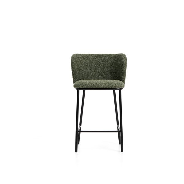 Tumši zaļš polsterēts bāra krēsls (sēdekļa augstums 65 cm) Ciselia – Kave Home-image-3