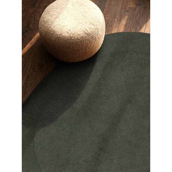 Tumši zaļš ar rokām darināts apaļš paklājs no vilnas maisījuma ø 160 cm Kari Organic – Villeroy&Boch-image-2