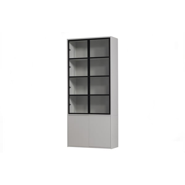 Gaiši pelēka priedes masīvkoka vitrīna 101x230 cm Basic – vtwonen-image-2