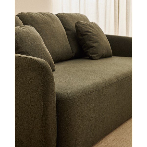 Tumši zaļš salokāms dīvāns no šenila auduma 218 cm Laira – Kave Home-image-4