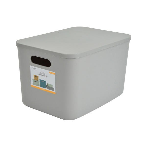Pelēka plastmasas uzglabāšanas kaste ar vāku 35,5x25,5x23 cm – Homéa-image-2