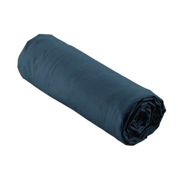 Tumši zils palags no kokvilnas perkala ar gumiju 160x200 cm Percaline – douceur d'intérieur-image-4