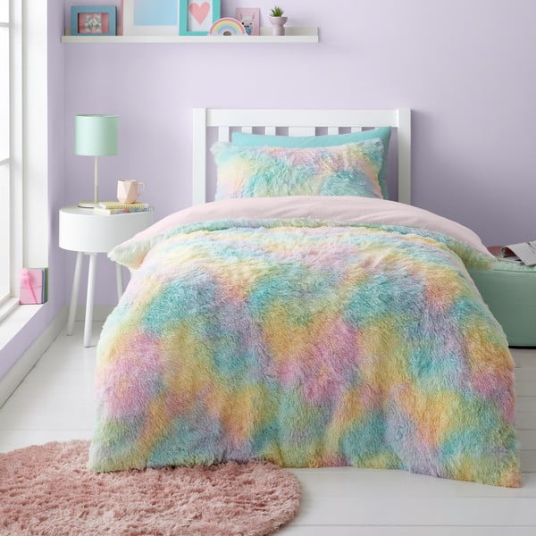 Vienguļamā mikroplīša bērnu gultas veļa 135x200 cm Rainbow Cuddly – Catherine Lansfield