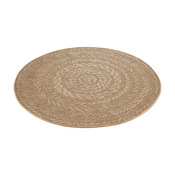 Bēšs apaļš iekštelpu un āra paklājs ø 200 cm Almendro – Hanse Home-image-3
