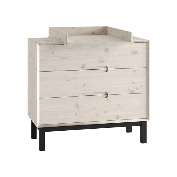 Balta priedes masīvkoka zema bērnu kumode 100x91 cm Country – Pinio-image-3